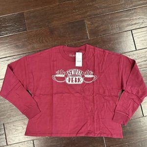Women's Friends Central Perk Graphic Shirt TV Long Sleeve f.r.i.e.n.d.s RED L